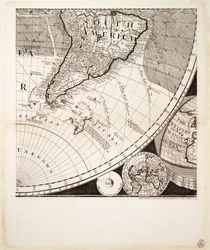 Nowa i poprawna mapa świata (sekcja), ok. 1774 r. (kolorowa rycina)