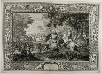 Pokonanie armii hiszpańskiej w pobliżu kanału w Brugii przez wojska króla Ludwika XIV 1667 r.