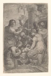 Chrystus w żłobie ze świętymi