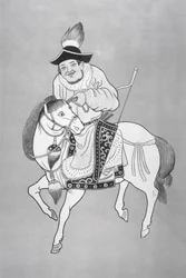 Konny łucznik mongolski, według chińskiego rysunku (lito)