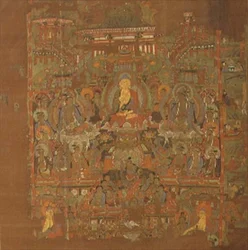 Ch.1.iii.02 Raj Bhaisajyaguru, VIII-IX w., Tunhuang (farba do tkanin na jedwabiu)