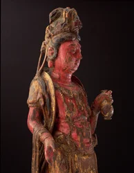 Fragment Guanyin, dynastia Song (drewno polichromowane) (patrz 208010)