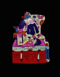 Męska postać z opery pekińskiej w masce. Malowany papier lub "Jian Zhi", chińska sztuka ludowa, Leonard de Selva, Chiny, 2006.