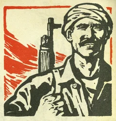 Portret komunistycznego rewolucjonisty z Bliskiego Wschodu. Illustration de propagande, w "Manuel pour bien dessiner", Pekin