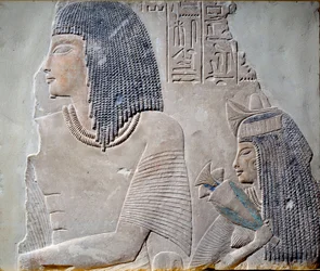Sztuka Egipt: Ieneminet i jego żona Takha. Fresk z okresu Nowego Cesarstwa XVIII dynastii (XIV w. p.n.e.). Paryż, Musee du Louvre