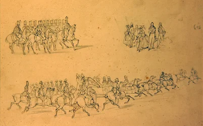 Szkic koni (ołówek na papierze)