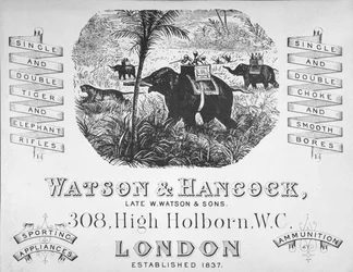 Reklama dla rusznikarzy Watson & Hancock, ok. 1900 (lito)