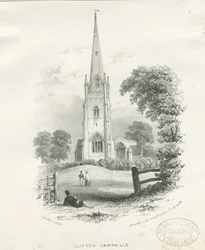 Clifton Campville Church: litografia (winietowana)