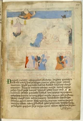 Cotton Claudius B. IV, f.103 Mojżesz z dziesięcioma przykazaniami, ilustracja ze „Staroangielskiego ilustrowanego Heksateuchu” (welum)