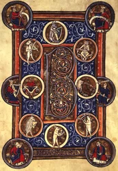 Lansdowne 420 fol.12v Psalm I z zamieszkałym inicjałem B (welum)