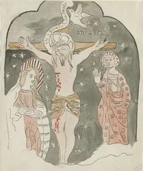 Lichfield - Reprezentacja Ukrzyżowania (greyfriars): malarstwo akwarelowe i [?koniec XVIII w.] (malarstwo)