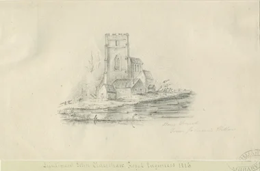 Lichfield - Kościół św. Czada: rysunek ołówkiem (winietowany)