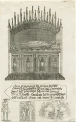 Katedra w Lichfield - grób biskupa [?Bishop Cornhill]: akwaforta, nd [?koniec XVIII w.] (druk)