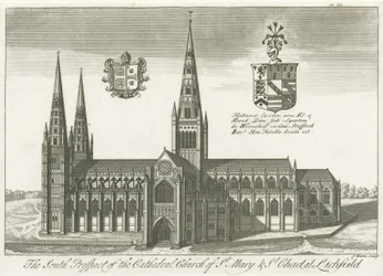 Katedra w Lichfield - widok na południe: grawerowanie i [?początek XVIII wieku] (druk)