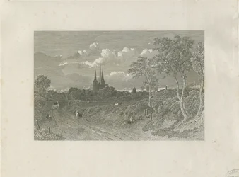 Katedra w Lichfield - widok na zachód (odległa): grawerowanie i [?XVIII wiek] (druk)