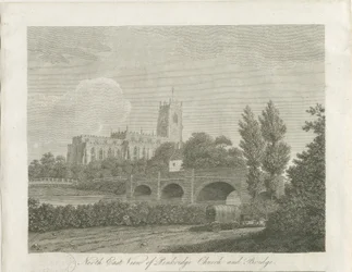 Penkridge Town - Church and Bridge: grawerowanie, nd [koniec XVIII w.] (druk)