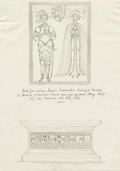 Sandon Church - Grób Hugh Erdeswicke i Cecilii [Bassett]: rysunek piórem i tuszem, nd [?XVIII wiek] (rysunek)