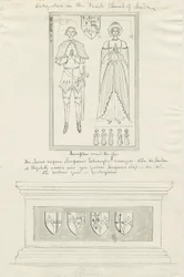Sandon Church - Tomb of Sampson Erdeswick and Elizabeth [Szary]: rysunek piórem i tuszem, nd [?XVIII wiek] (rysunek)