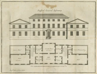 Stafford - County General Infirmary: rysunek piórkiem, nd [koniec XVIII w.] (rysunek)