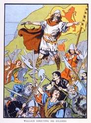 William Wallace kierujący swoimi żołnierzami (kolor lito)