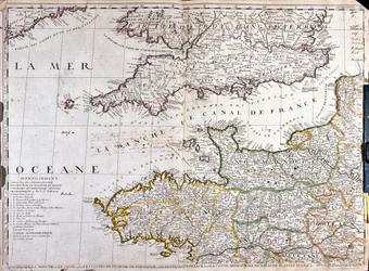 Mapa regionu Dolna Normandia we Francji (lito)