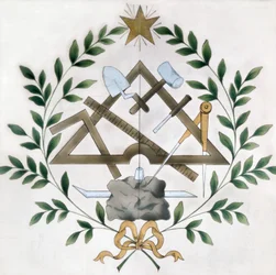 Przedstawienie różnych emblematów masońskich