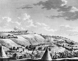 Wojna Rewolucji Francuskiej i ruchy przeciwko rewolucjonistom: Oblężenie i zdobycie miasta Lyonu przez francuską armię republikańską 9 października 1793 przeciwko wojskom rojalistów. Paryż, Biblioteka Instytutu Historii Rewolucji