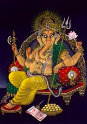 Obraz Lord Ganesha Ganpati na aksamicie