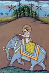 Miniatura przedstawiająca cesarza Mogołów Shah Jahana siedzącego na słoniu