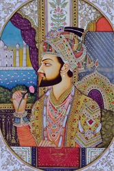 Miniatura przedstawiająca cesarza Mogołów Shah Jahana Indie Azja
