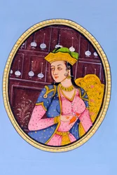 Miniaturowy obraz królowej Mumtaj Mahal Indie Azja