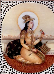 Miniaturowy obraz na kości słoniowej przedstawiający księżniczkę Mumtaz Mahal, żonę cesarza Mogołów Shah Jahana