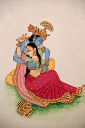 Miniatura malowana na papierze Radha Krishna