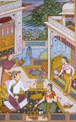 Miniaturowy obraz Mughal na papierze Królewski król pijący drinka