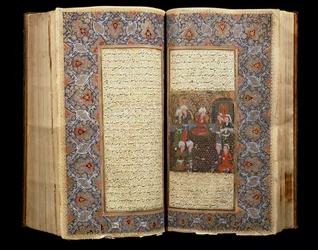 Podwójna strona otwartej księgi rękopisów Safawidów (1502-1722) (Iran) 1650 Kair, Muzeum Sztuki Islamu