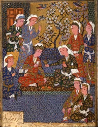Sztuka islamu: „Dwór króla”” Pierwsze folio rękopisu w stylu Safawidów (1502-1722) (Iran) 1650 Kair, Muzeum Sztuki Islamu