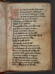 Harley MS 913, f.3r z Kildare Poems lub Kildare Lyrics (pergamin)