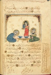 Ms Or 1200 f.40v, ilustracja z „The Maqamat al-Kasim”, B. Ali al Hariri (gwasz na papierze)