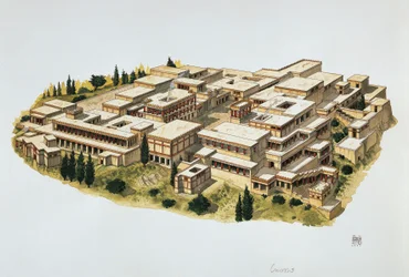 Rekonstrukcja pałacu w Knossos, Kreta, XX w. p.n.e. (kolor lito)