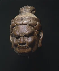 Głowa Niebiańskiego Króla, Lokapala, późny okres Heian (drewno)