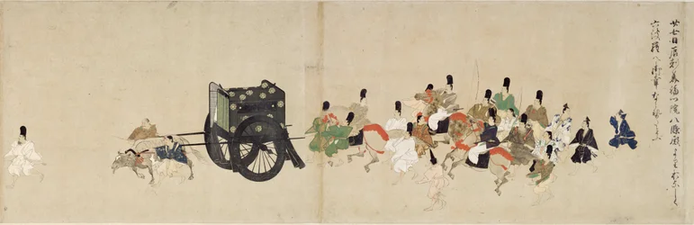 Illustrated Tale of the Civil War, The Imperial Visit to Rokuhara (Illustrated Tale of The Civil War, The Imperial Visit to Rokuhara) – praca anonimowa, akwarela i tusz na papierze, piąta rolka