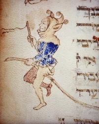 Nadworny błazen. Rękopis żydowski z XIII wieku. Biblioteca Palatina, Parma.
