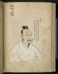 Portret męski z "Kosindo", albumu rękopisów koreańskich przedstawiającego 144 znane postacie historyczne (welum)