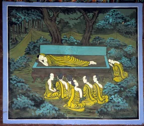 Budda i jego uczniowie. Fresk w świątyni Yongju, region Suwon, Korea.
