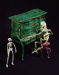 Postacie Dzień Zmarłych jako muzycy (papier mache) (detal z 229287)