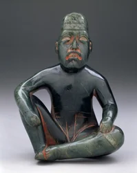 Siedząca postać z uniesionym kolanem, Highland Olmec, San Martin Texmelucan