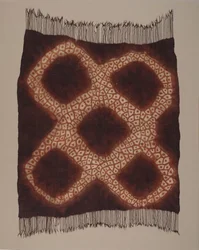 Nakrycie głowy kobiece („taritat lub tarredat”), koniec XIX wieku (wełna; splot płócienny, farbowana i malowana)