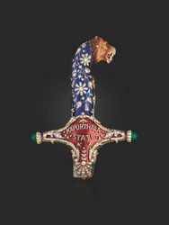 Rękojeść państwowego miecza Maharajy Jagatjita Singha z Kapurthali, ok. 1900 (emalia, diamenty i rubiny)