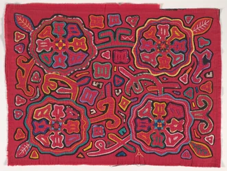 Panel koszuli (mola), Kuna People, Wyspy San Blas, ok. 1950 (bawełna z aplikacjami)
