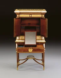Rosyjski ormolu biały marmur i mahoń bonheur du jour, ok. 1790 (ormolu, marmur i mahoń)